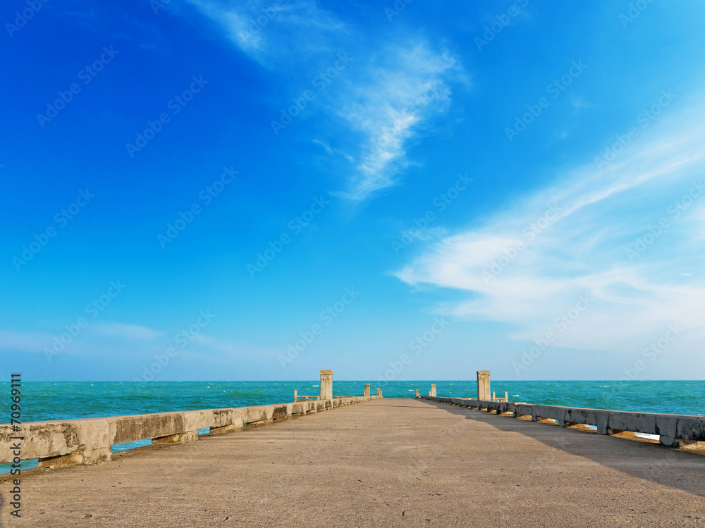 Clean sea beach with blue sky