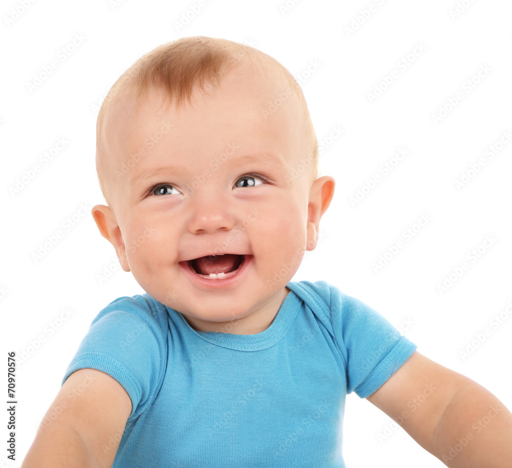 Portrait of cute baby, isolated on white