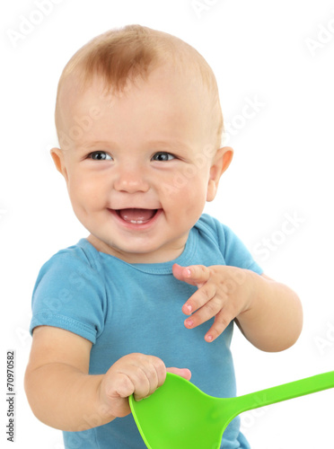 Portrait of cute baby, isol...