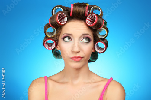Beautiful girl in hair curl...