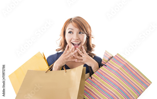 Cheerful shopping woman photo