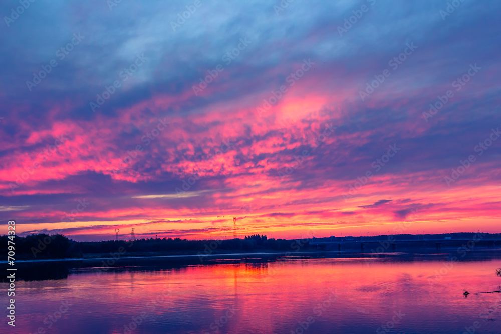 lake at sunset