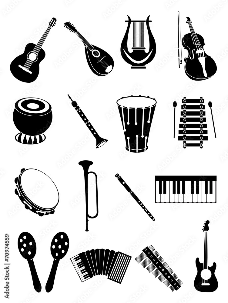 Obraz premium music instruments icon set