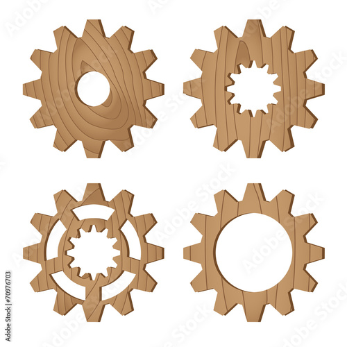 set of wooden gear wheels