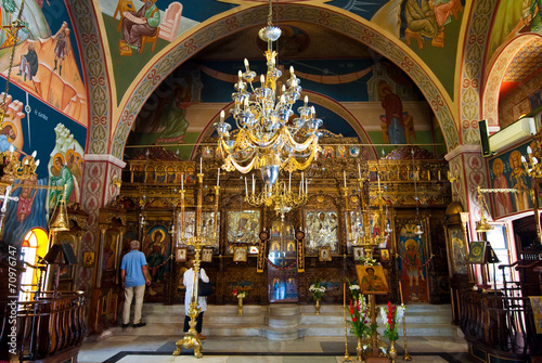Interior of the Church of Agia Irini in Oia. Santorini, Greece.