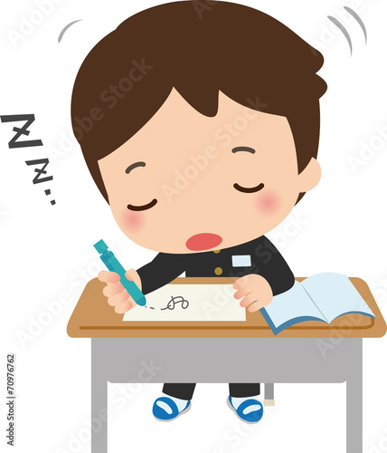 授業中に居眠りする男子生徒