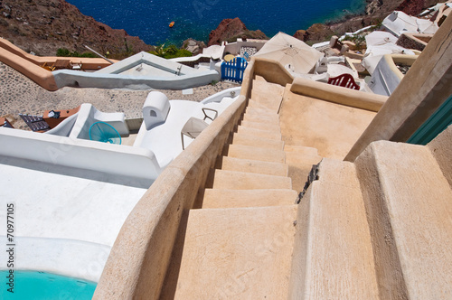 The steps in Oia town. Santorini,Greece.
