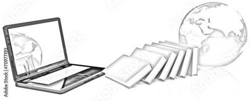 concept of online education. Pencil drawing