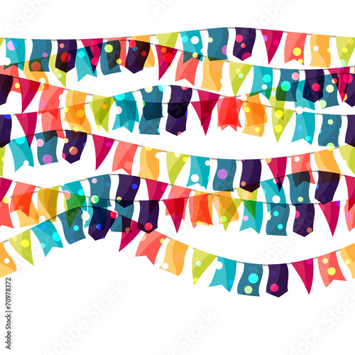 Holiday celebration seamless pattern with shiny colored flags.