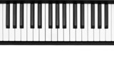 Piano keyboard on white background