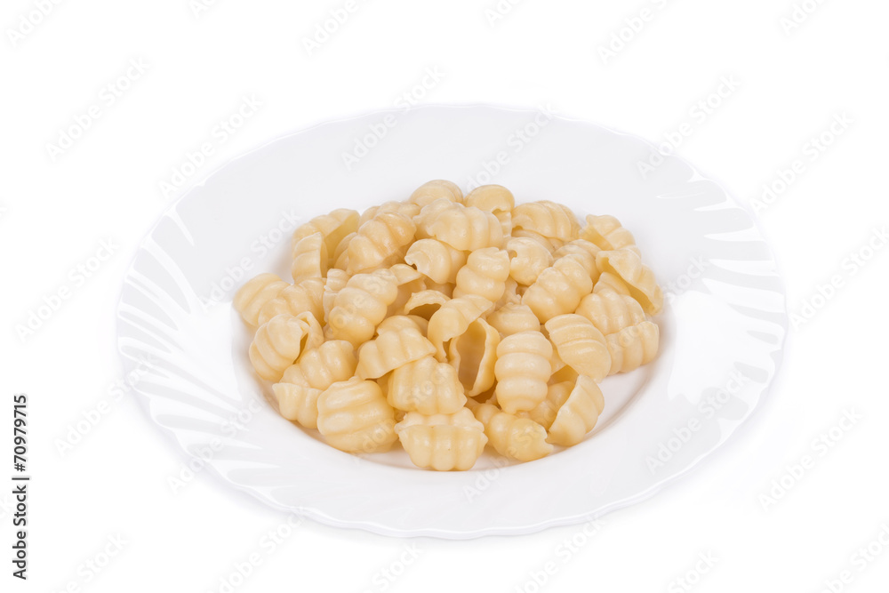 Close up of pasta cavatappi on white plate. Close up of pasta cavatappi on white plate.