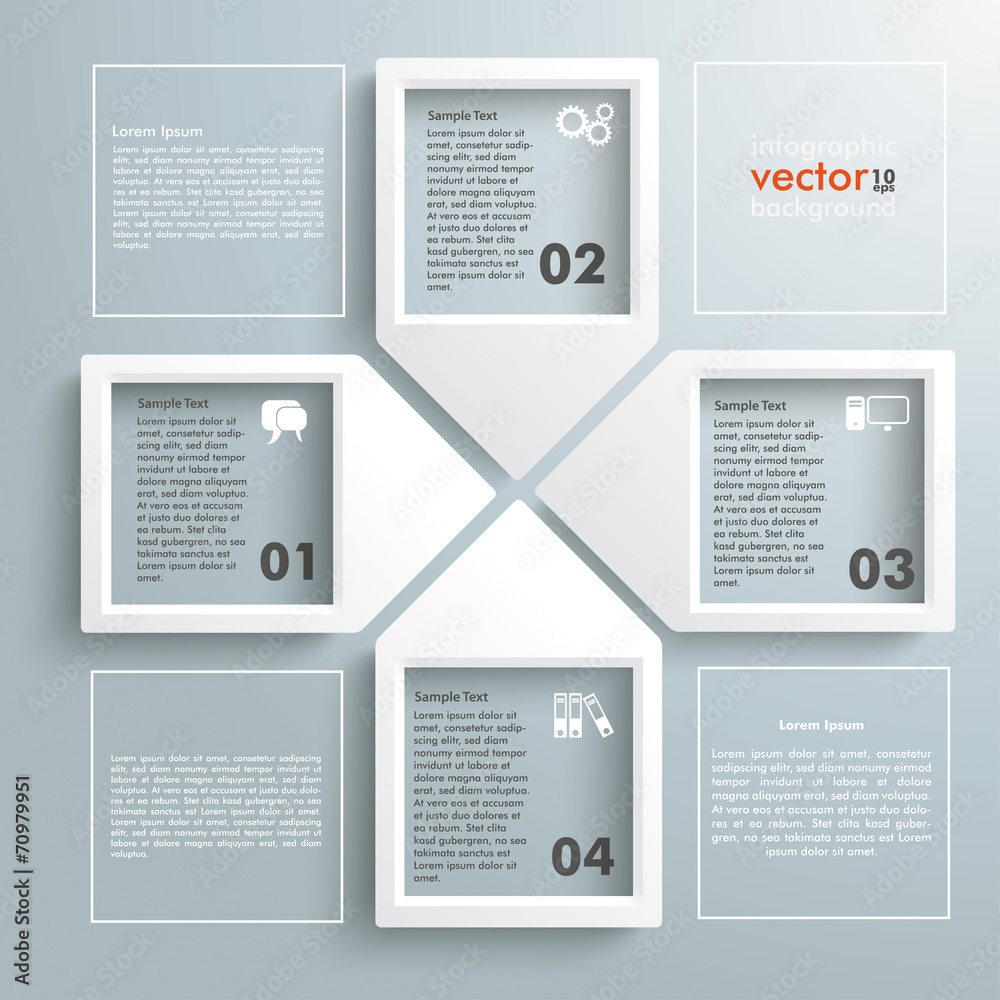 Paper Infographic Arrowframes Cross 4 Squares Paper Infographic Arrowframes Cross 4 Squares