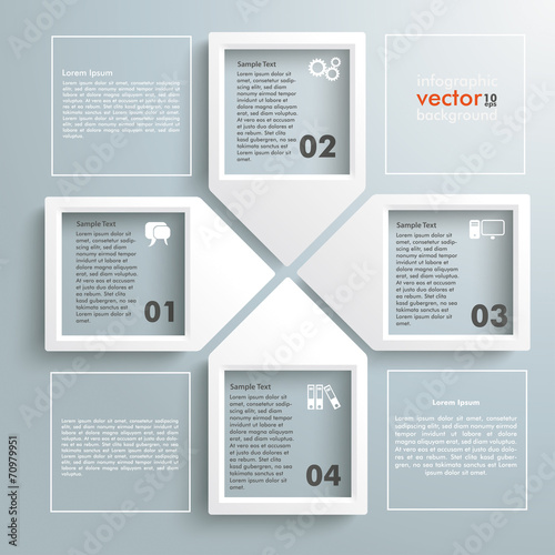 Paper Infographic Arrowframes Cross 4 Squares