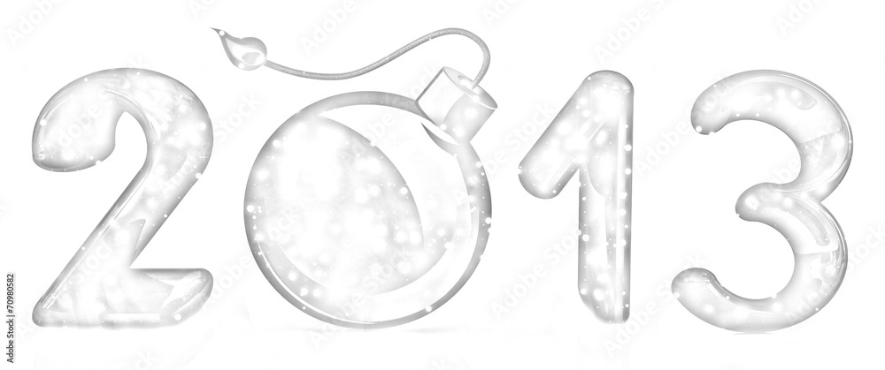 Obraz premium Year 2013 with bomb burning. Pencil drawing