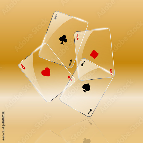 Abstract playing cards on golden background