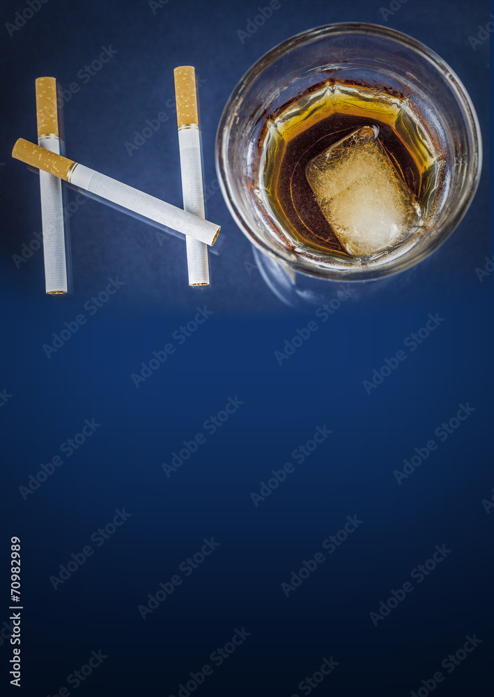 Cigarettes and glass of alcohol forming the word NO Cigarettes and glass of alcohol forming the word NO