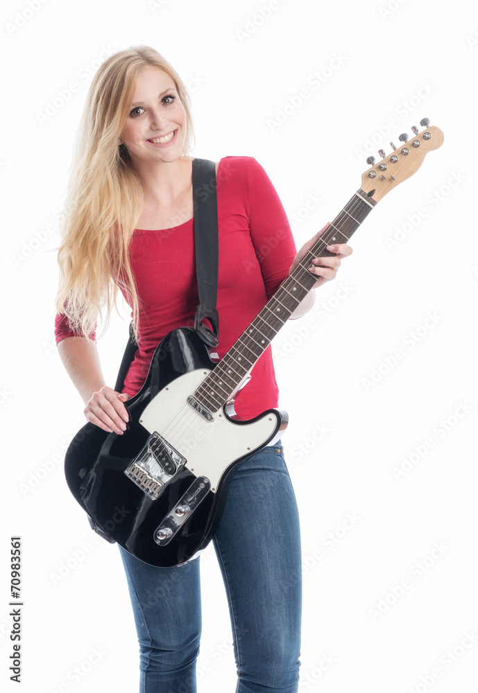 Blondine mit E-Gitarre Blondine mit E-Gitarre