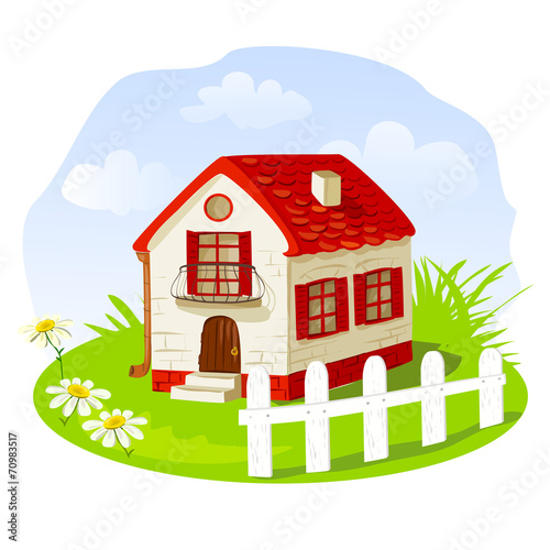Vintage house on a summer lawn
