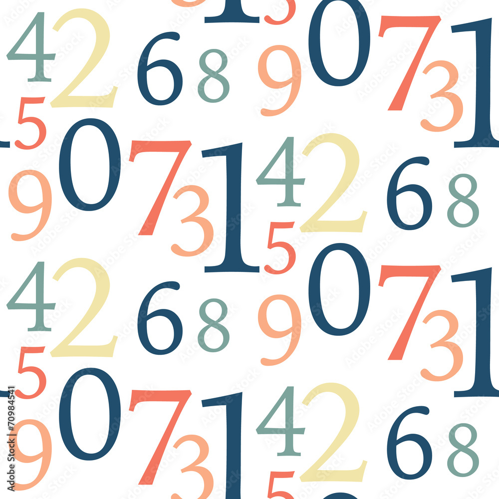 A seamless vector pattern made up of scattered numbers