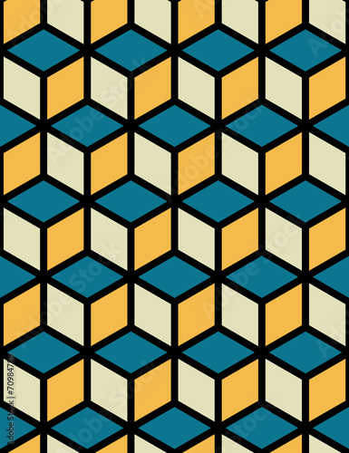 A blue and yellow seamless hexagonal pattern