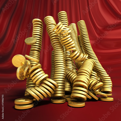 Falling gold money. Conceptual business 3d illustration