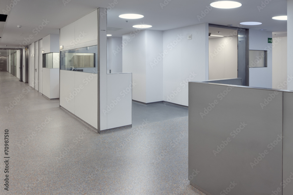 Detail of a hall inside a hospital emergency room. Detail of a hall inside a hospital emergency room.