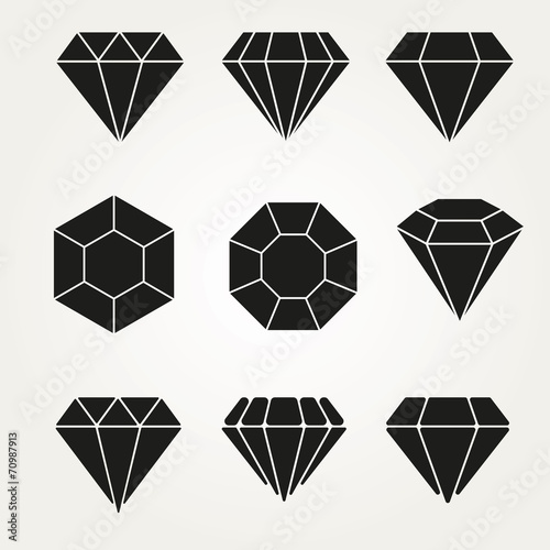 Diamond Vector Icon Symbol Set