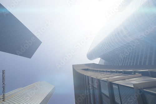 Wide Lens View of Modern Buildings. Business Concept