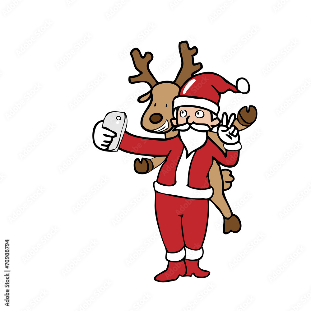 Selfie Santa and reindeer