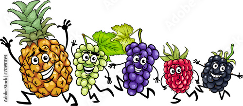 running fruits cartoon illustration