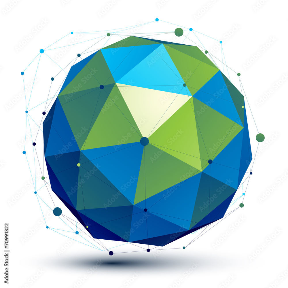 Fototapeta premium Spatial vector turquoise digital object, dimensional technology