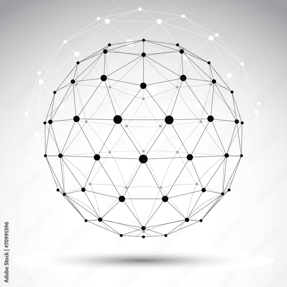 Abstract geometric 3D wireframe object, vector illustration, cle Abstract geometric 3D wireframe object, vector illustration, cle