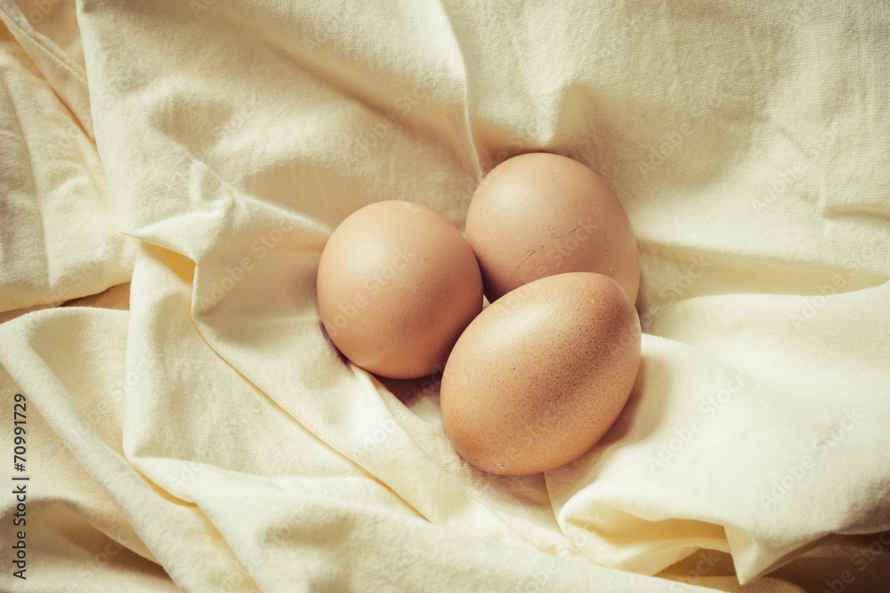 eggs on fabric background eggs on fabric background