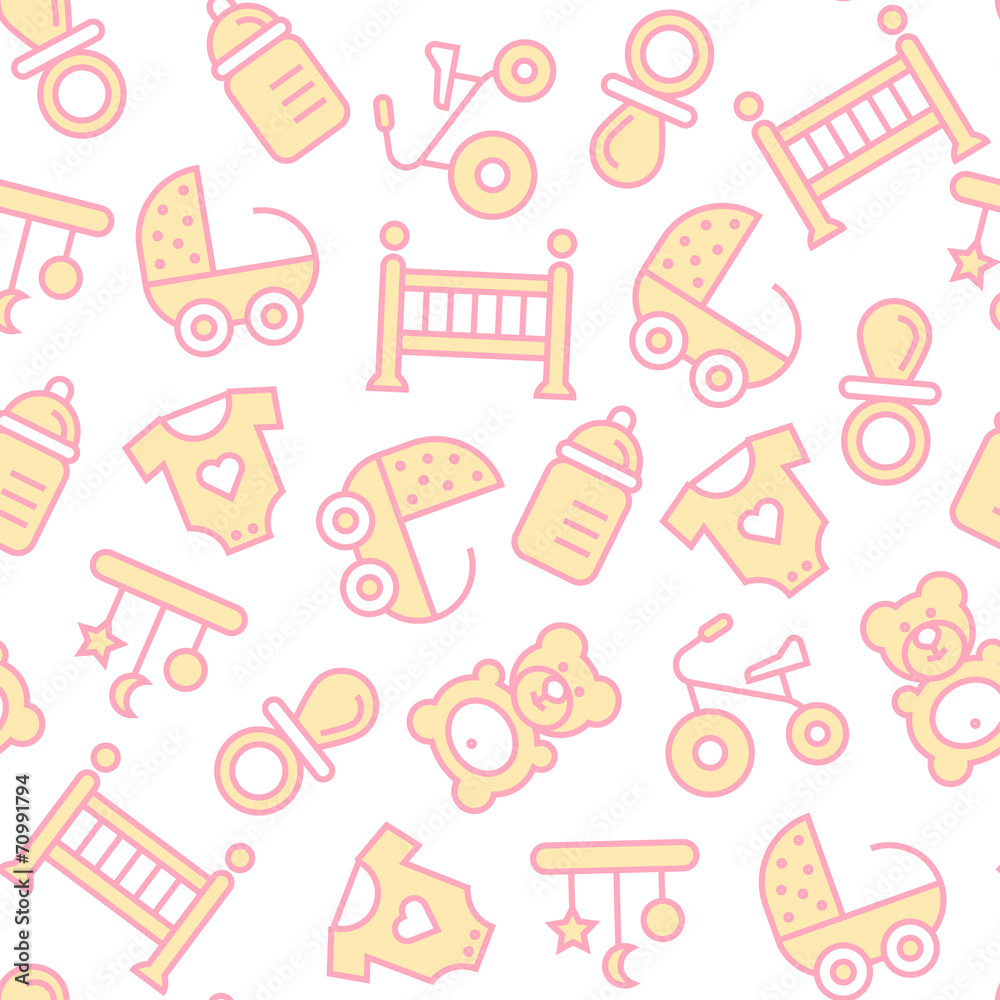 Vector seamless pattern with baby items Vector seamless pattern with baby items