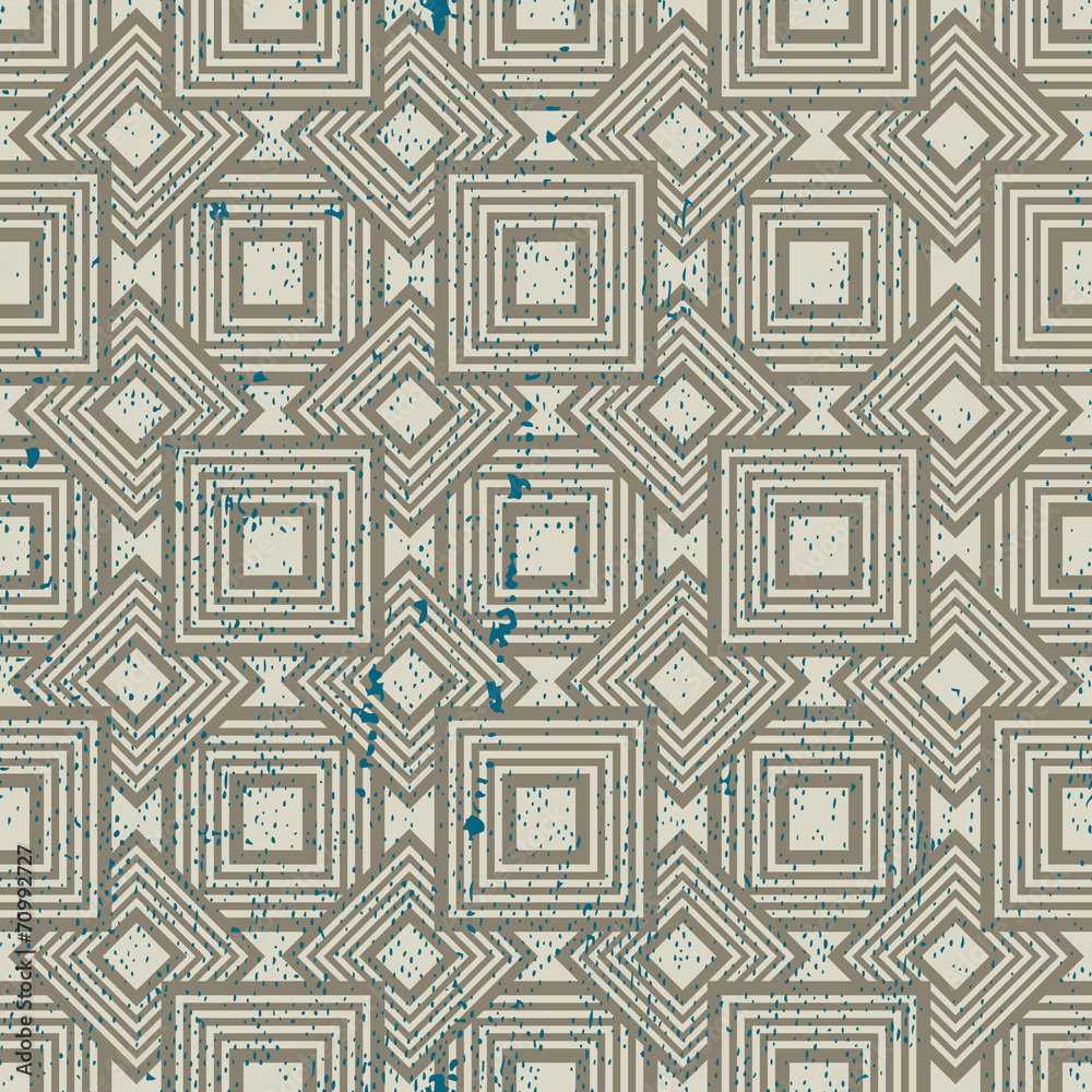 Old geometric seamless pattern, vintage vector repeat background