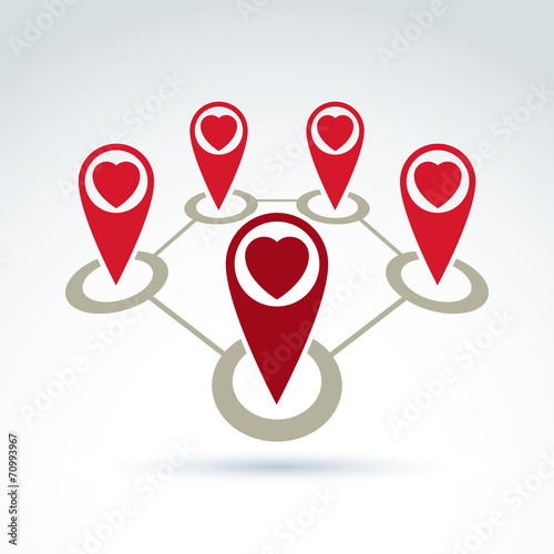Vector connected map pointe...