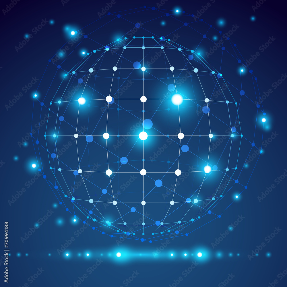 Abstract geometric 3D mesh object, modern digital technology and Abstract geometric 3D mesh object, modern digital technology and
