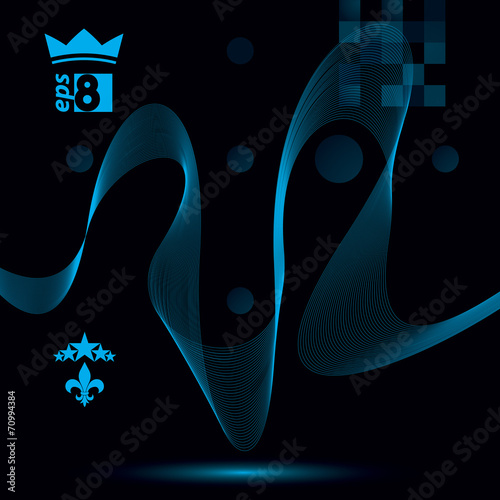 Elegant flowing lines vector background, royal design, eps8. Dar