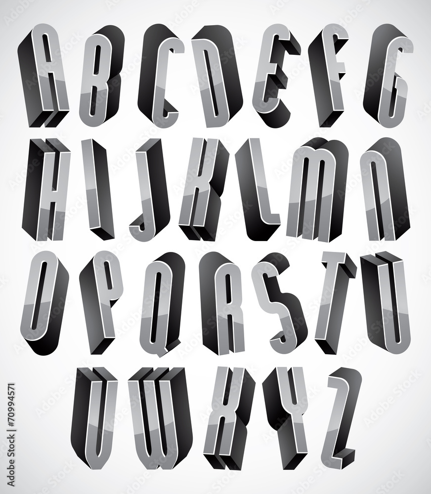 3d font, thin and tall dimensional letters set made with round e 3d font, thin and tall dimensional letters set made with round e