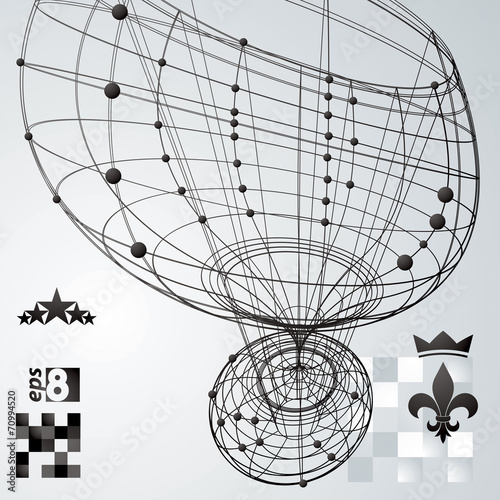 Geometric vector abstract 3D complicated lattice backdrop, singl