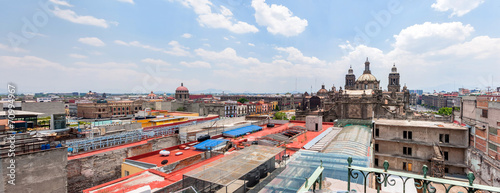 day view of Mexico City downtown from roofs