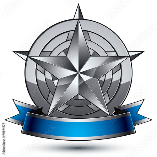 Glamorous vector template with pentagonal silver star symbol, be