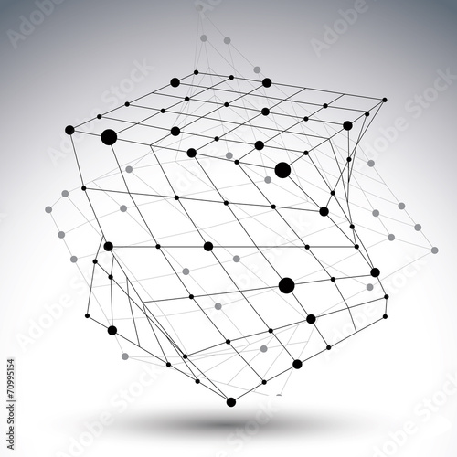 3D mesh modern style abstract object, origami futuristic templat