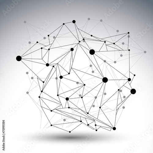Geometric black and white polygonal structure with wire mesh, mo
