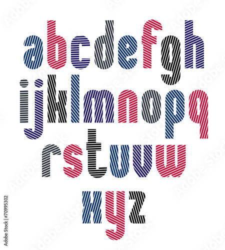 Unusual rounded typescript with diagonal parallel lines, colorfu