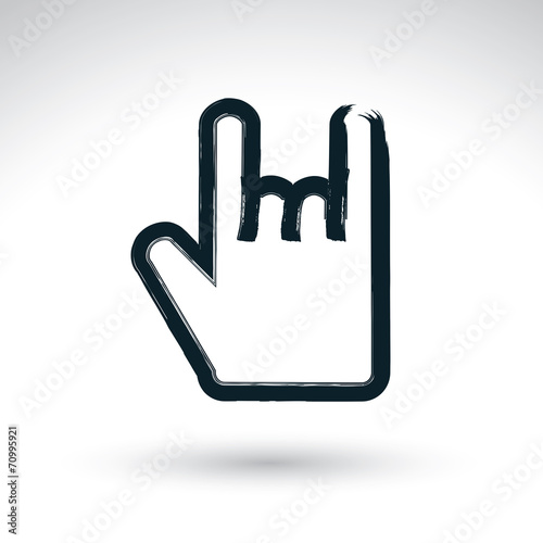 Brush drawing love rock simple vector icon, hand-painted rocker