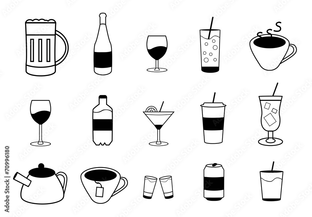 Set of vector drink icons Set of vector drink icons