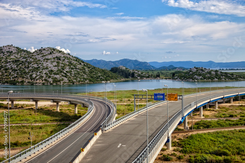 Highway A1 with viaduct in the hinterland Metkovic in Croatia.