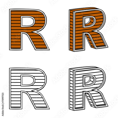 Letter R (a block of wood)