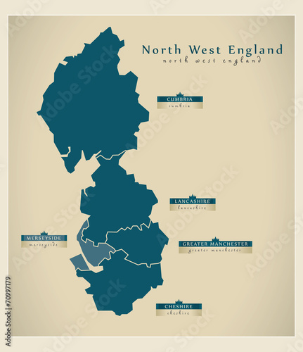 Modern Map - North West England UK photo
